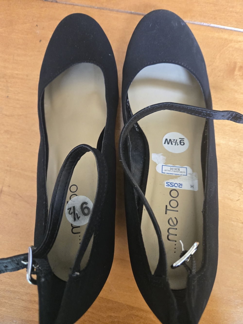 me too Black Ankle-Strap Round-Toe Flats